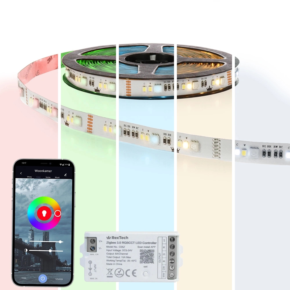 14 meter complete set RGBWW led strip met zigbee controller