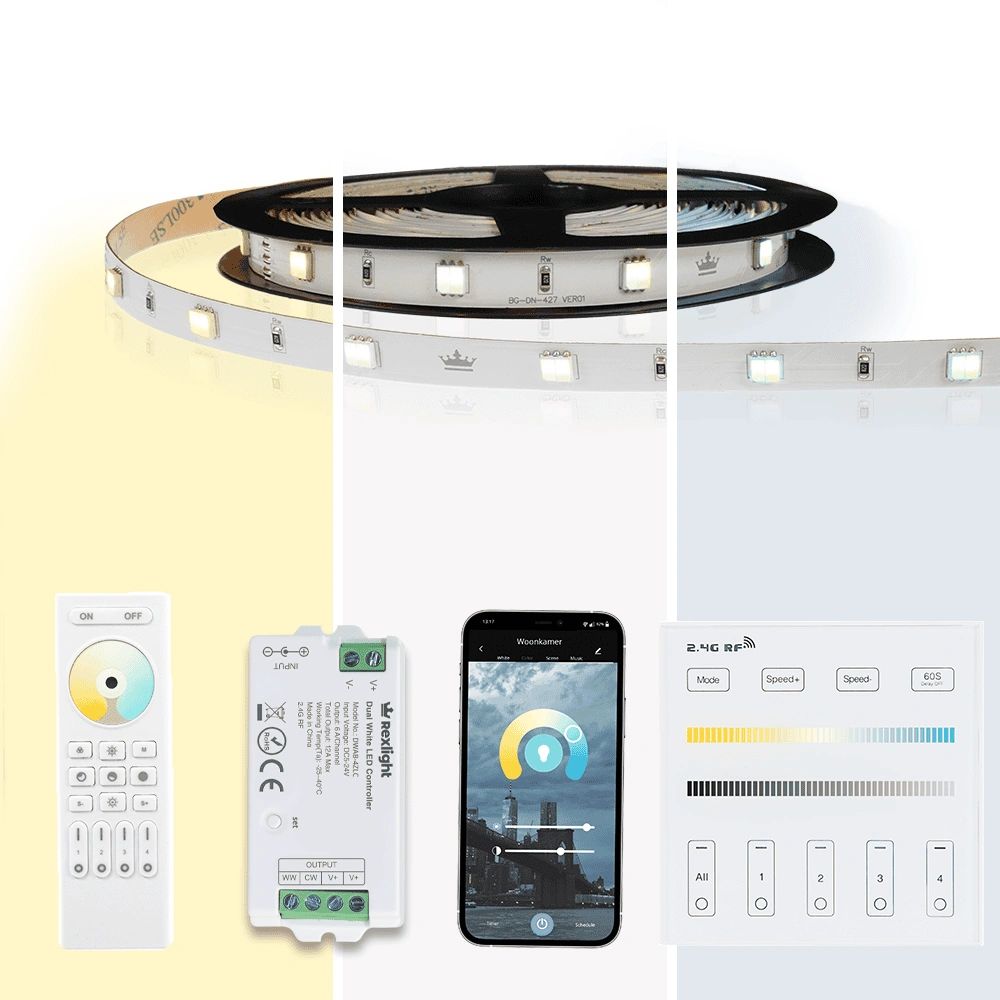 14 meter dual white led strip complete set - basic 840 leds14 meter dual white led strip complete set - basic 30+30 leds