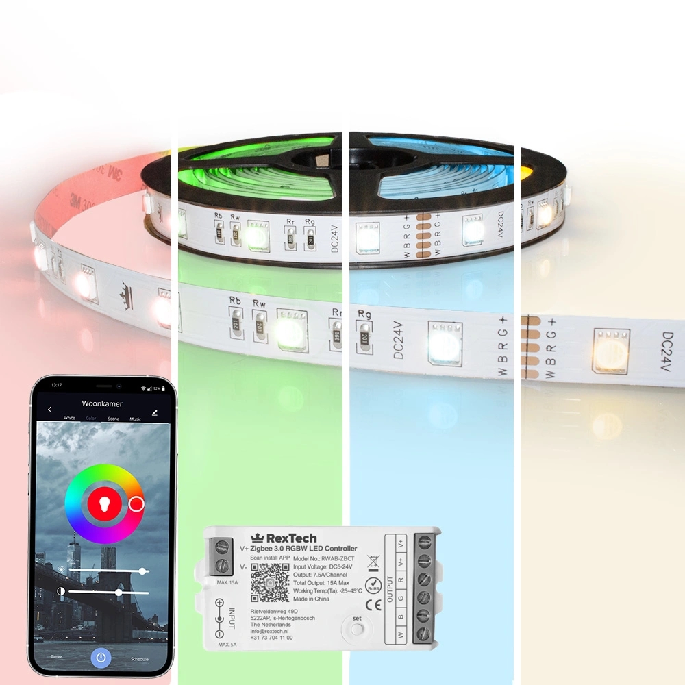 21 meter complete set RGBW led strip met zigbee controller
