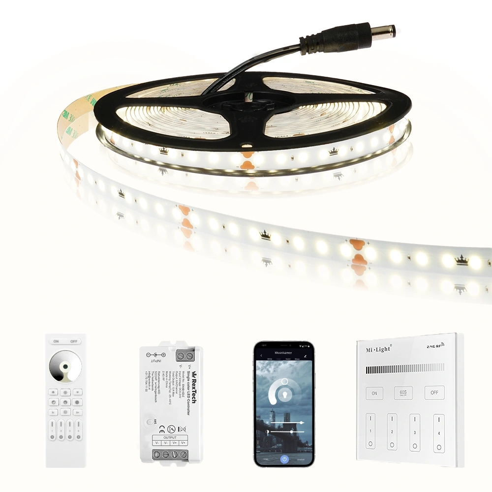 50 meter led strip helder wit - complete set - basic 128 leds p/m