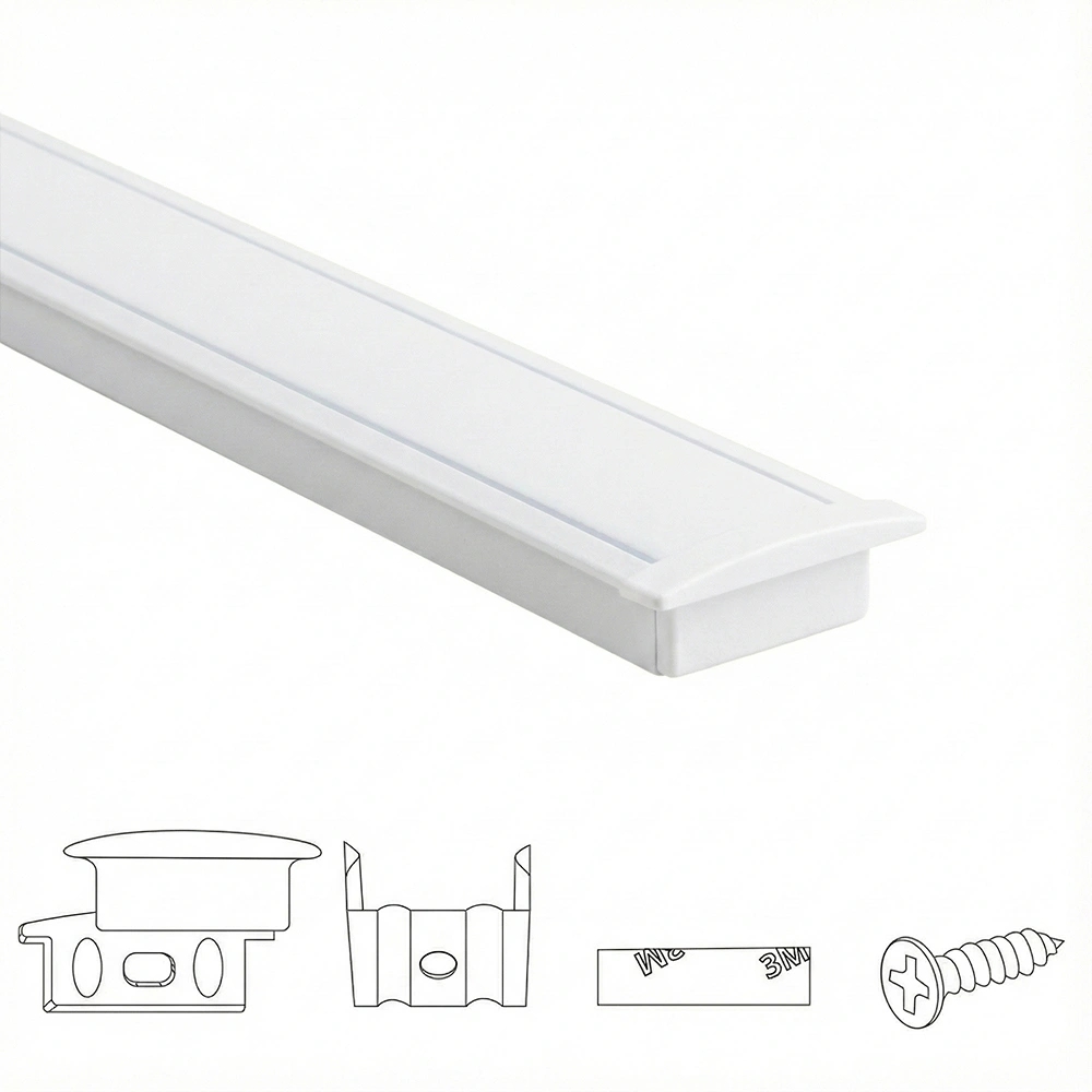 Aluminium ledstrip profiel wit inbouw 1,5m slim line - 7 mm hoog - compleet met afdekkap
