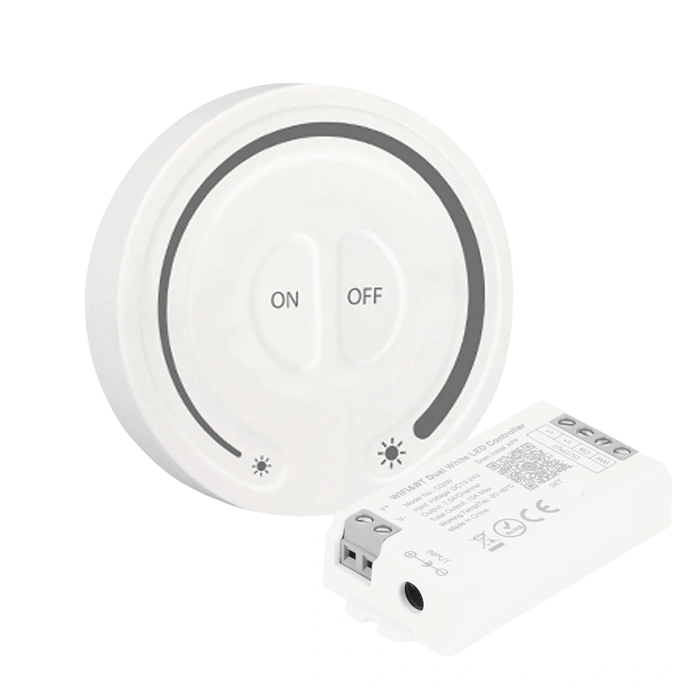 Draadloze touch wanddimmer & wifi controller voor witte led strips - complete set