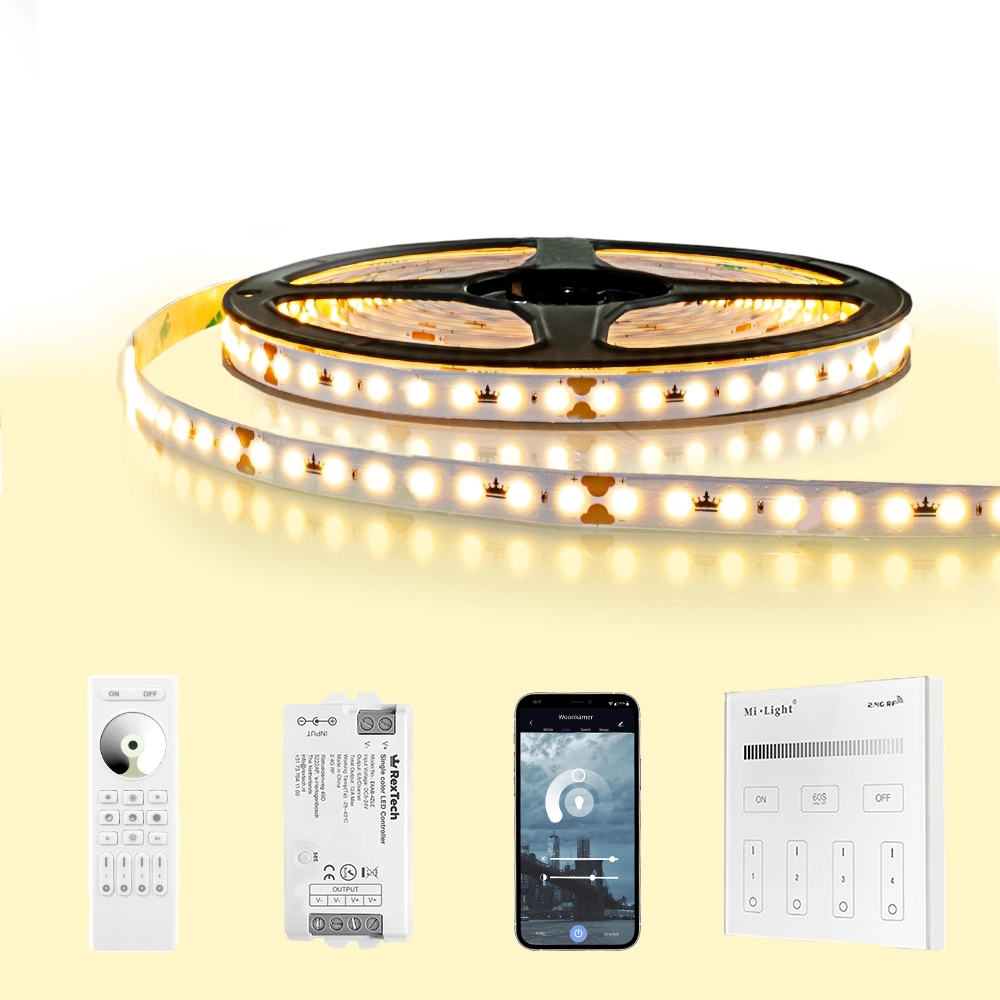 Ledstrip 15 meter warm wit - complete set basic - 128 leds p/m
