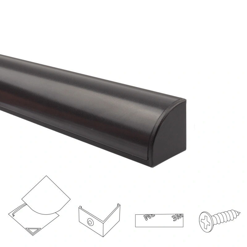 Ledstrip profiel hoek in zwart - slim line - compleet inclusief afdekkap 4 meter
