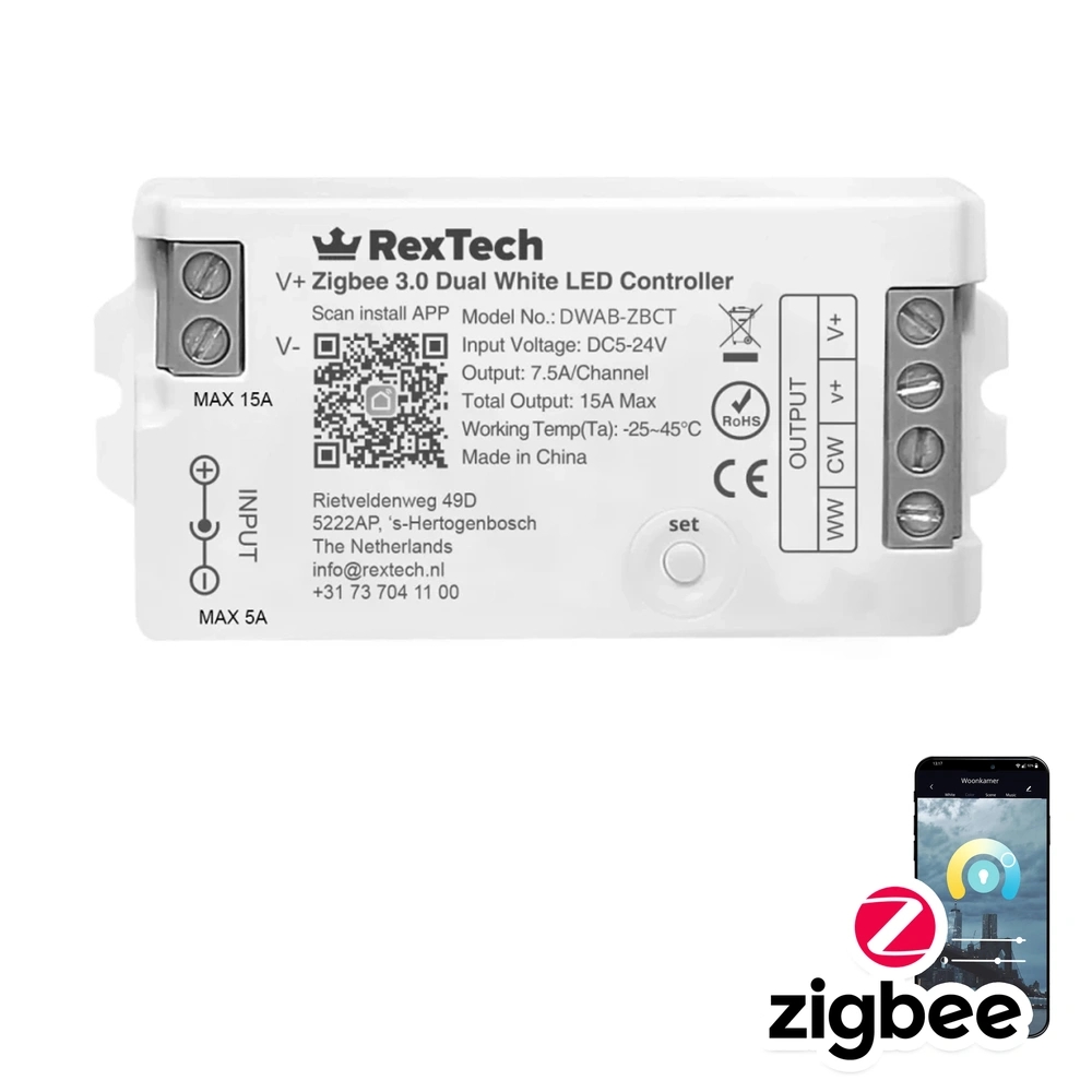 Hue compatible - Losse Zigbee controller - Dual White ledstrips bedienen met Philips Hue