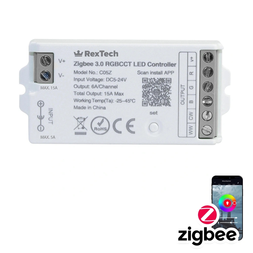 Hue compatible - Losse Zigbee controller - RGBWW ledstrips bedienen met Philips Hue