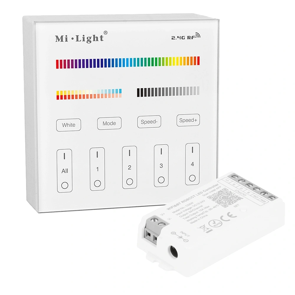 Milight touch wandpaneel & wifi controller voor RGBWW led strips 230v - complete set