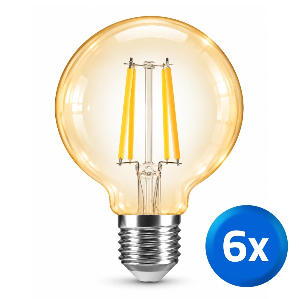 Zigbee led filament lamp dual white 7w e27 fitting amberkleurig - voordeelset van 6