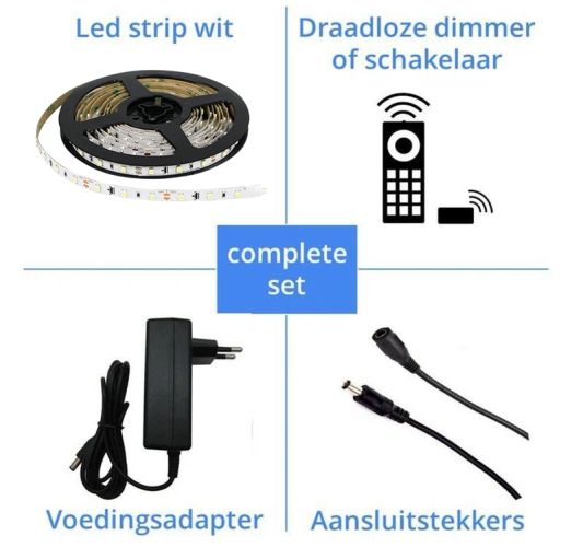 1 METER - 60 LEDS complete led strip set Helder Wit