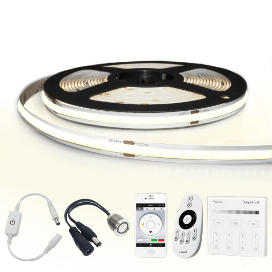 1 meter Helder Wit led strip COB met 384 leds per meter - complete set