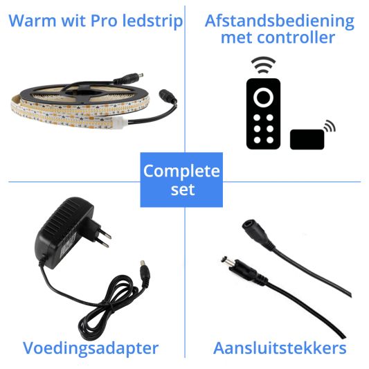 1 meter led strip Warm Wit Pro 420 - complete set
