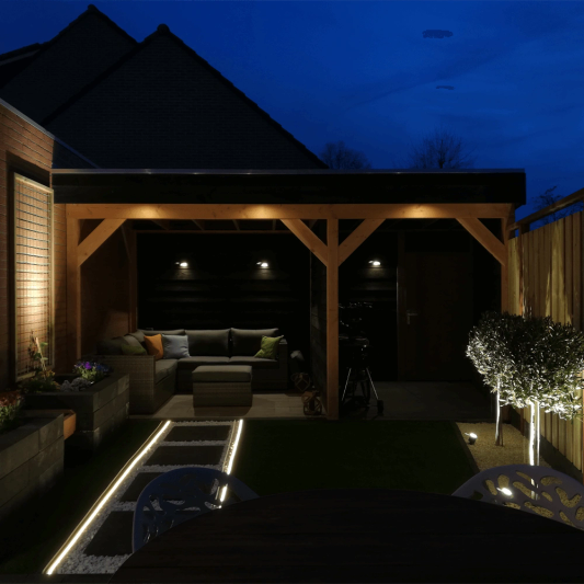 5 meter Neon LED flex Midi Recht Warm Wit - complete set neon verlichting met grondspiezen