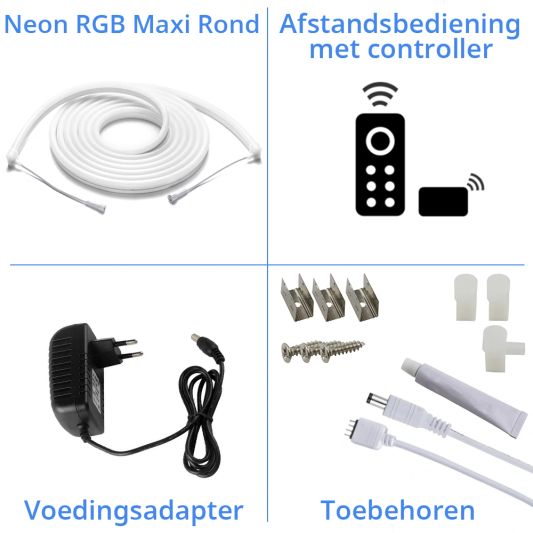 1 meter RGB Neon LED flex Maxi rond - complete set neon verlichting