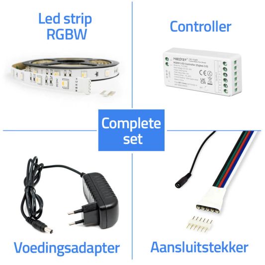 10 meter complete set RGBW led strip met Zigbee controller