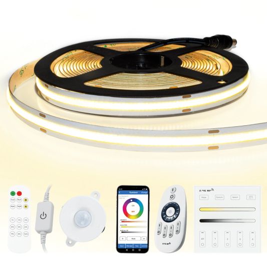 10 meter Warm Wit led strip COB met 504 leds per meter - complete set