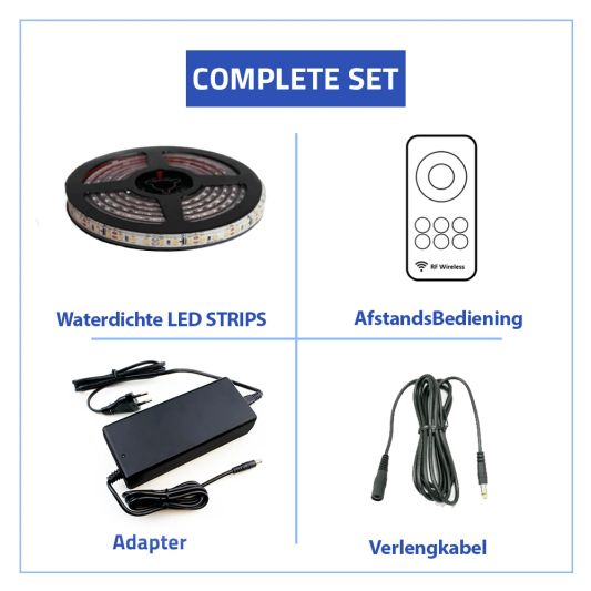13 meter daglicht wit led strip voor buiten complete set