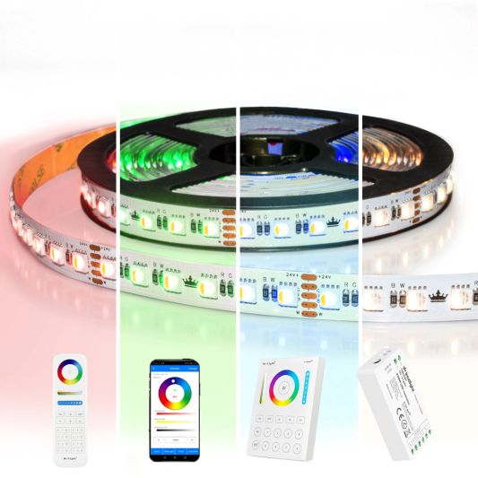 13 meter RGBW led strip complete set - Pro 96 leds per meter - Multicolor met Helder wit
