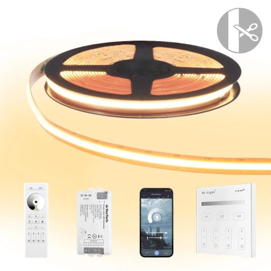 14 meter Warm Wit led strip COB met 600 leds per meter - complete set