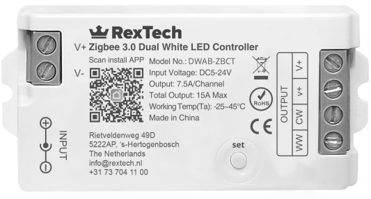 17 meter complete set witte led strip met Zigbee controller