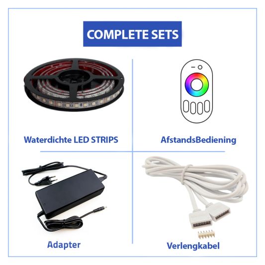 17 meter RGBW led strip voor buiten complete set