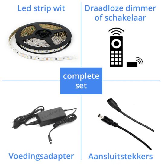 19 METER - 1140 LEDS complete led strip set Helder Wit