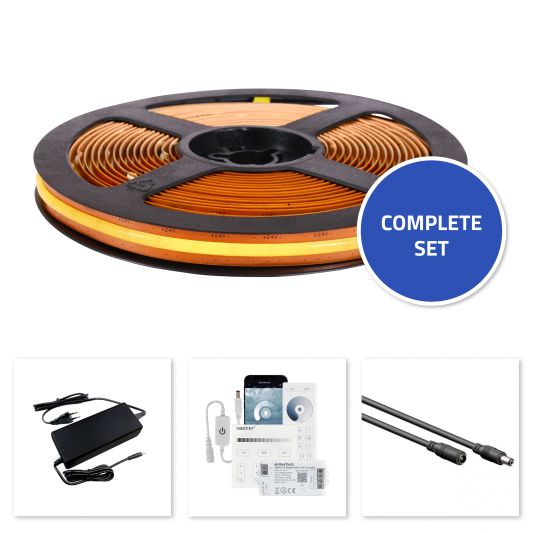 19 meter Helder Wit led strip COB met 600 leds per meter - complete set