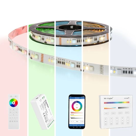 19 meter RGBWW led strip basic met 36 leds p/m - complete set