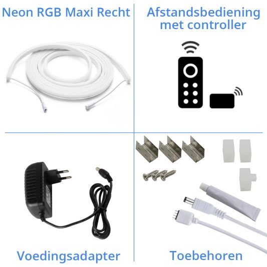 3 meter RGB Neon LED flex Maxi recht - complete set neon verlichting