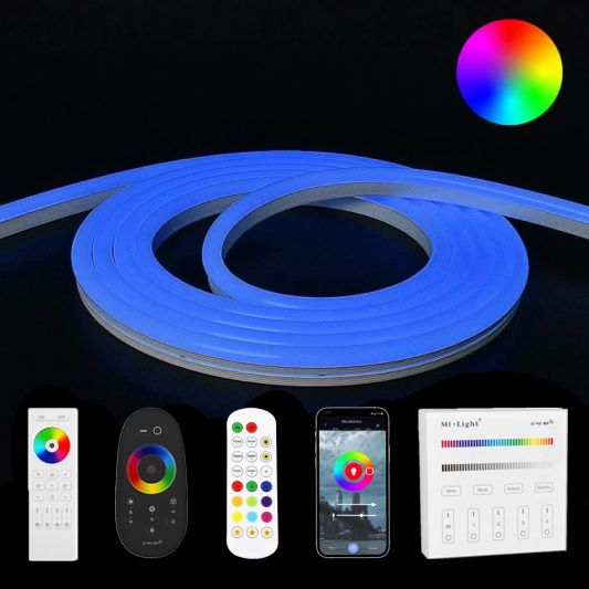 2 meter RGB Neon LED flex Maxi rond - complete set neon verlichting