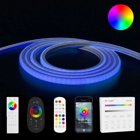 2 meter RGB Neon LED flex Midi Top View - complete set neon verlichting