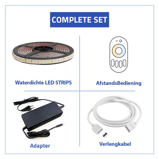 20 meter Dual White led strip voor buiten complete set