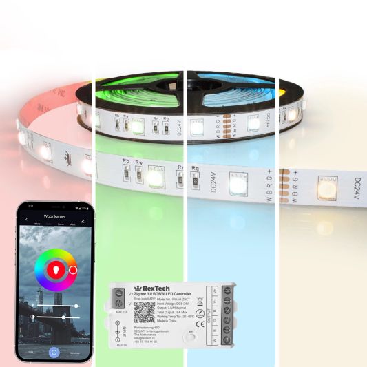 22 meter complete set RGBW led strip met Zigbee controller