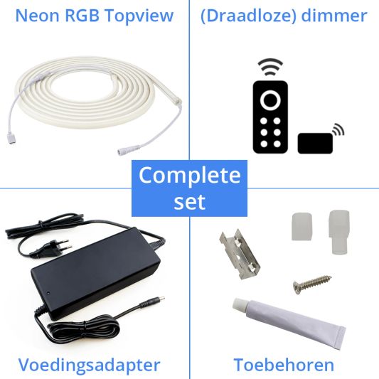 3 meter RGB Neon LED flex Midi Top View - complete set neon verlichting