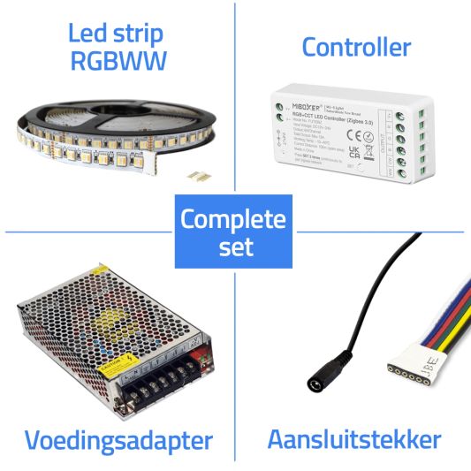 40 meter complete set RGBWW led strip met Zigbee controller