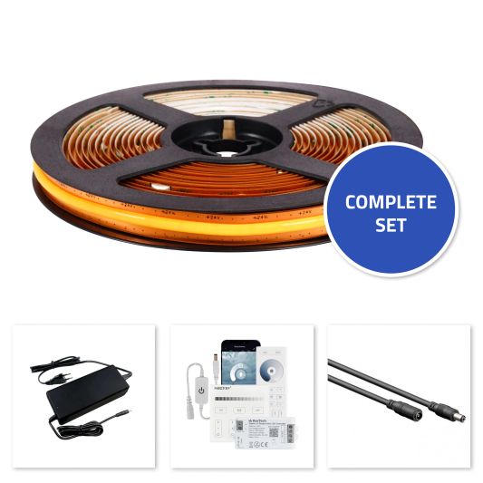 30 meter Warm Wit led strip COB met 600 leds per meter - complete set