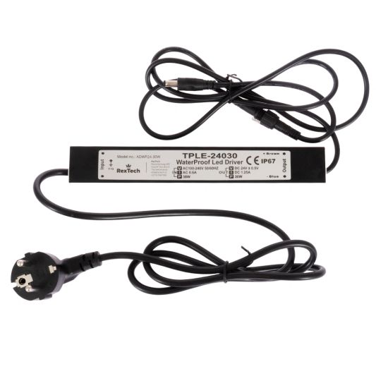 30 Watt - 24V / 1.25A waterdichte adapter voor led strips