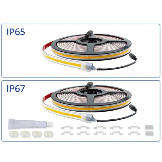 5 meter COB led strip IP65/67 24V - Extra warm wit 2400K - 384 leds p/m