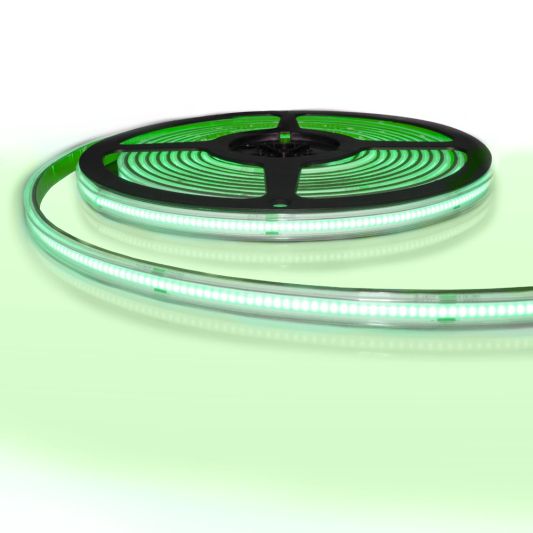 5 meter gekleurde COB led strip IP65/67 24V - Groene kleur - 384 leds p/m