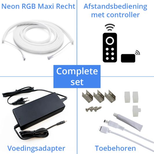 5 meter RGB Neon LED flex Maxi recht - complete set neon verlichting