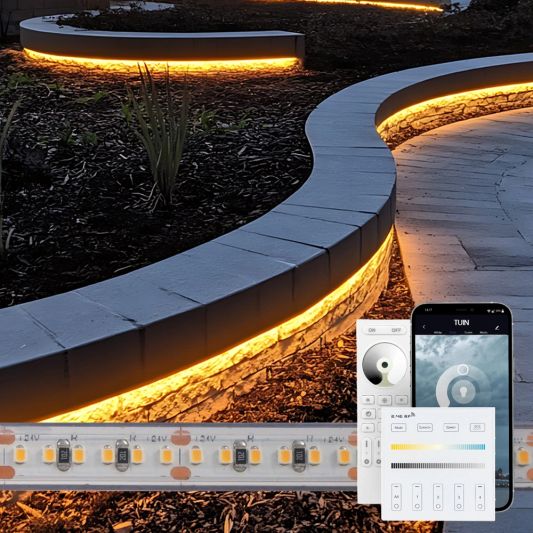 5 meter Warm Witte led strip voor buiten complete set