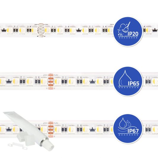 6 meter RGBW led strip Pro met 96 leds per meter - Multicolor met Warm wit - losse strip