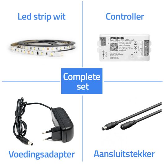 8 meter complete set witte led strip met Zigbee controller