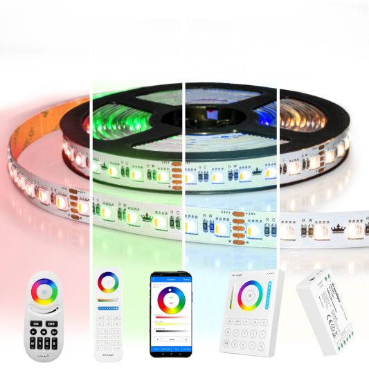 8 meter RGBW led strip complete set - Pro 96 leds per meter - Multicolor met Helder wit