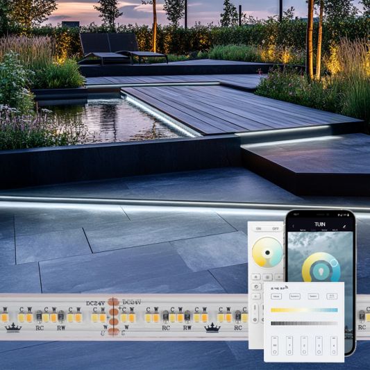 9 meter Dual White led strip voor buiten complete set