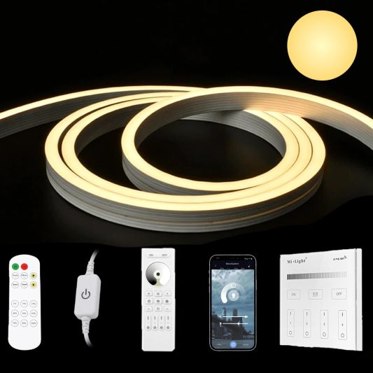 9 meter Neon LED Flex Midi recht Warm Wit - complete set neon verlichting