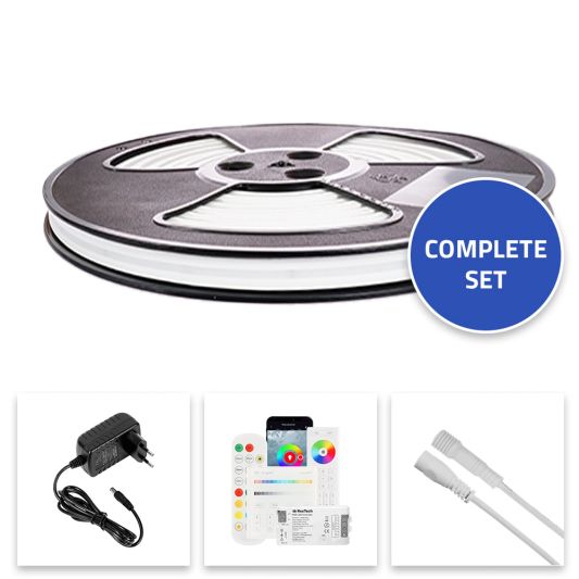 9 meter RGB Neon LED flex Maxi rond - complete set neon verlichting