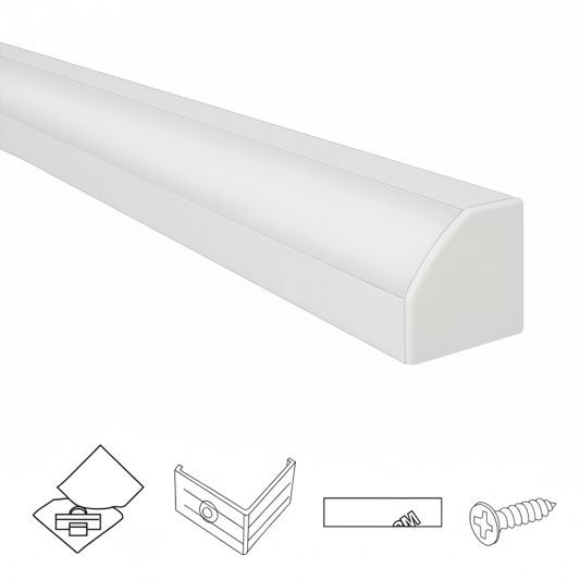 Aluminium ledstrip hoekprofiel wit 3M breed - Compleet met afdekkap