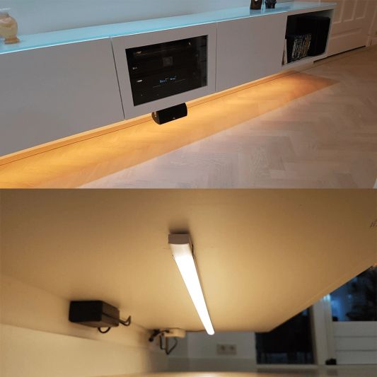 Aluminium ledstrip profiel opbouw 2M - 7 mm hoog - compleet met afdekkap