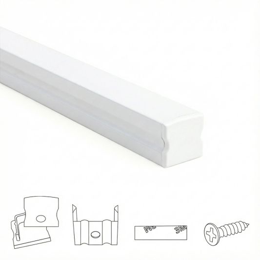 Aluminium ledstrip profiel wit opbouw 4M - 15 mm hoog - compleet met afdekkap