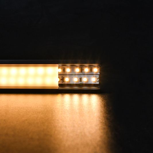 Aluminium ledstrip profiel zwart inbouw 4M - breed en laag - compleet met afdekkap